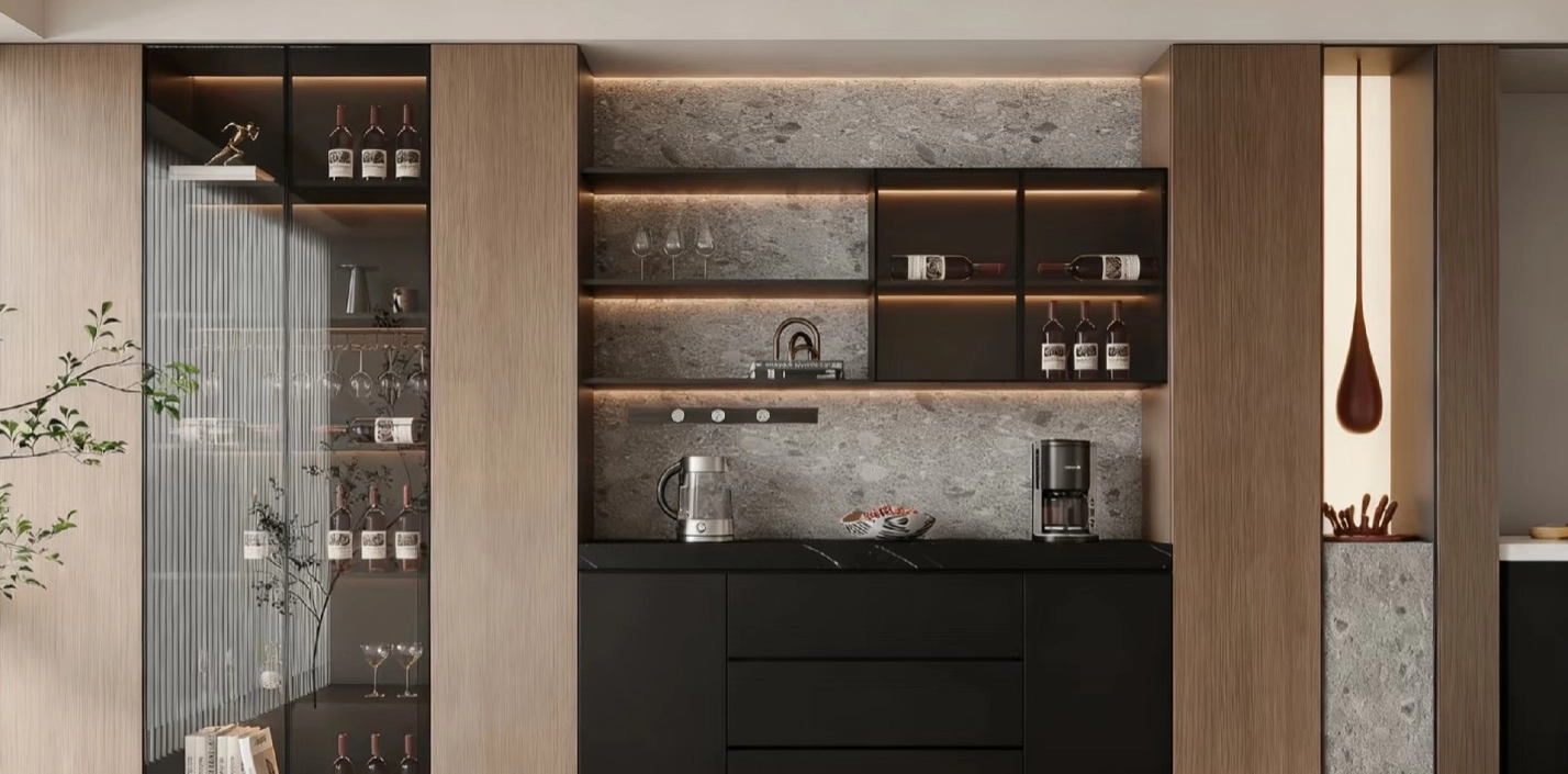 Light Luxury Wine Cabinet Display | Custom Modern Wine Cabinet by Komox