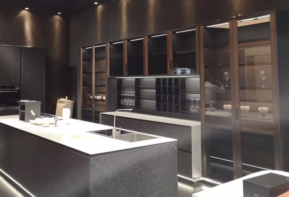 aluminum frame glass door kitchen cabinet 1