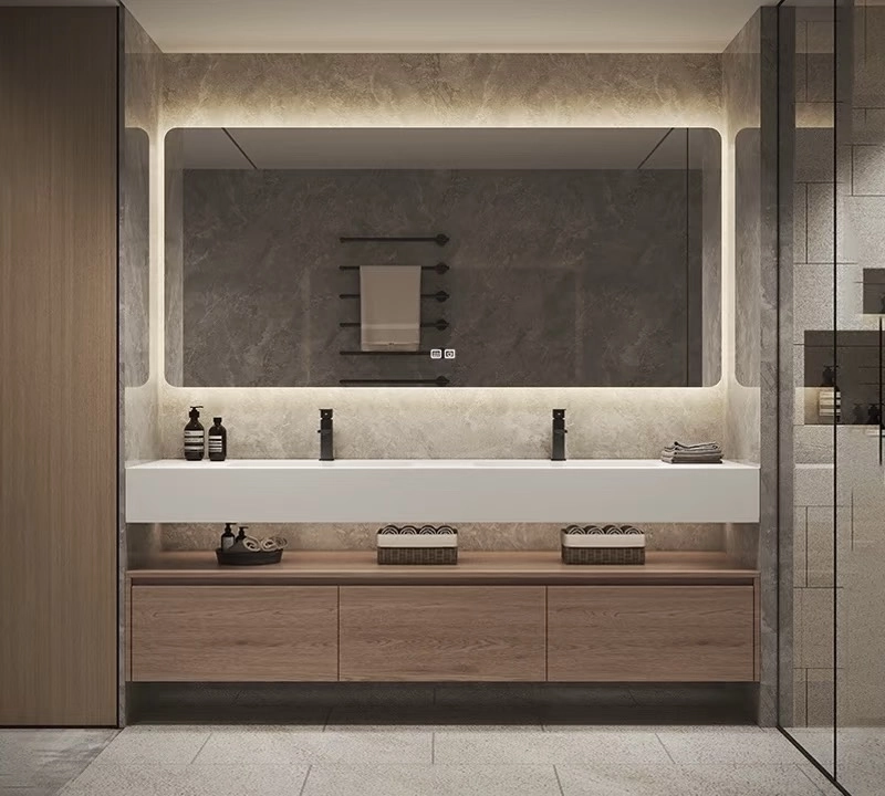 Premium Melamine Carcass Bathroom Vanity with Quartz Countertop | Foshan Komox Custom Solutions
