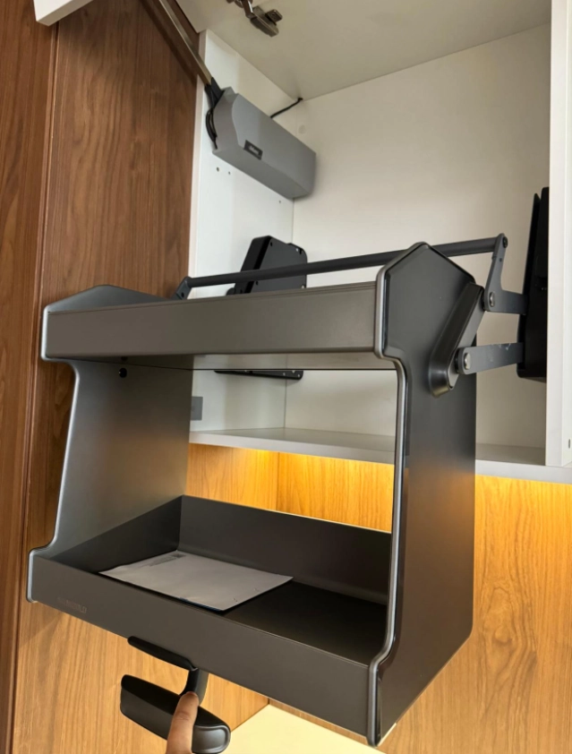 walnut and black melamine finish kitchen cabinet 2