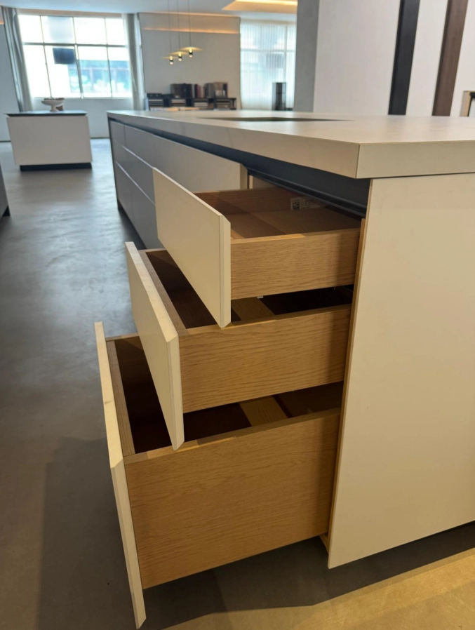 walnut and black melamine finish kitchen cabinet 5